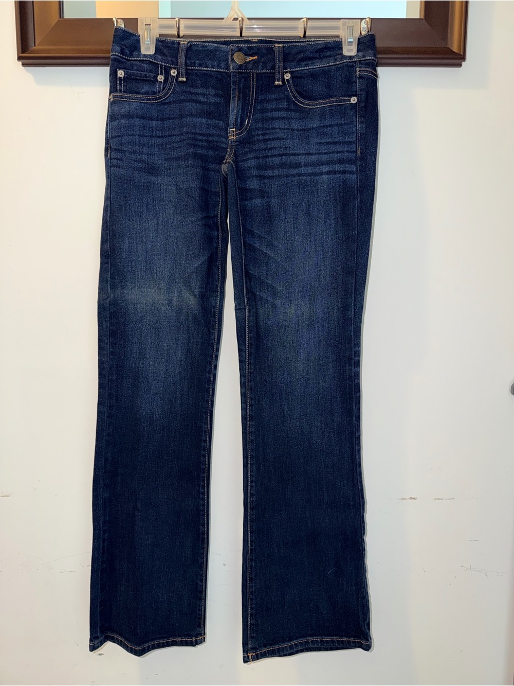 AE American Eagle Women’s Dark Indigo Favorite Boyfriend Jeans Size 6 LONG